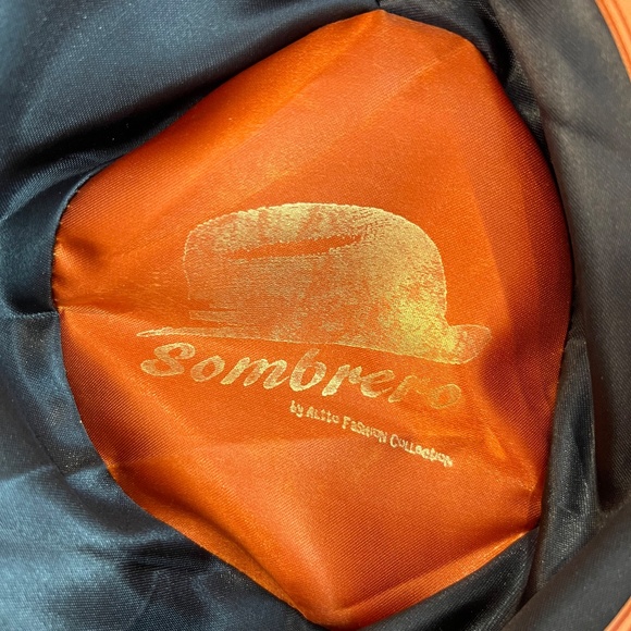 Handmade Wool/Felt Cowboy/Sombrero Hat- Brown/Red Studded Ribbon - Size 57/7 1/8 - Picture 12 of 14